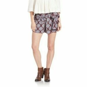 FREE PEOPLE ALL A DREAM WRAP EGGPLANT COLORWAY PRINT Dressy Shorts Size 0